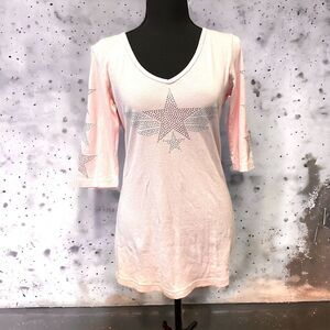 NEW Vintage AVANGARD USA by Philip Laurent Studded Pink T-Shirt Top Women’s L